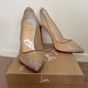 Christian Louboutin Follies Strass 100 Snow Heels Size 41